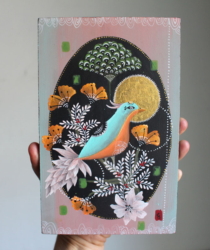 Chanson du crépuscule, peinture de l’oiseau qui accueille la nuit