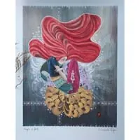 Fragile et forte, peinture de la renaissance d’une femme sur une fleur d’or