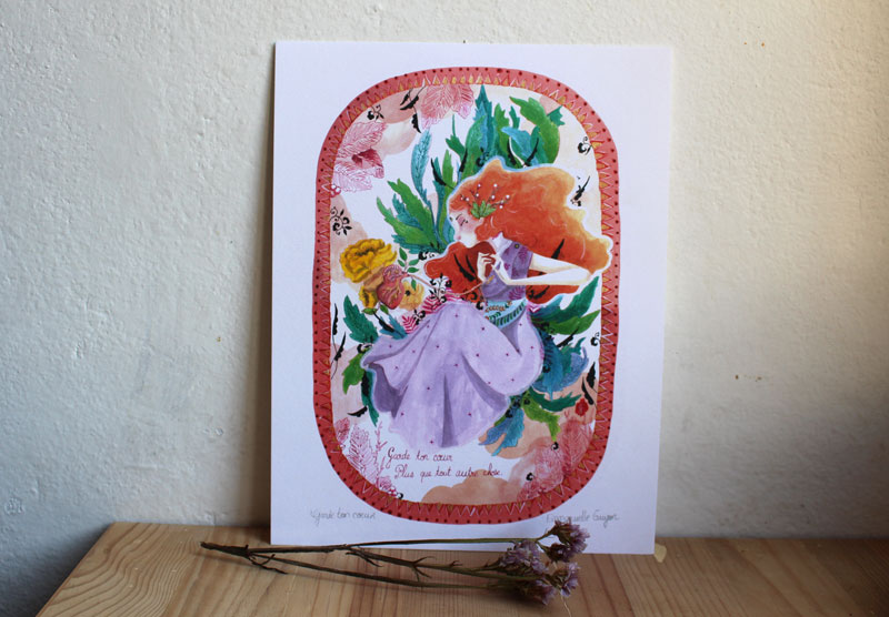 Garde ton coeur, peinture d’un voyage au cœur des émotions dans un jardin symbolique