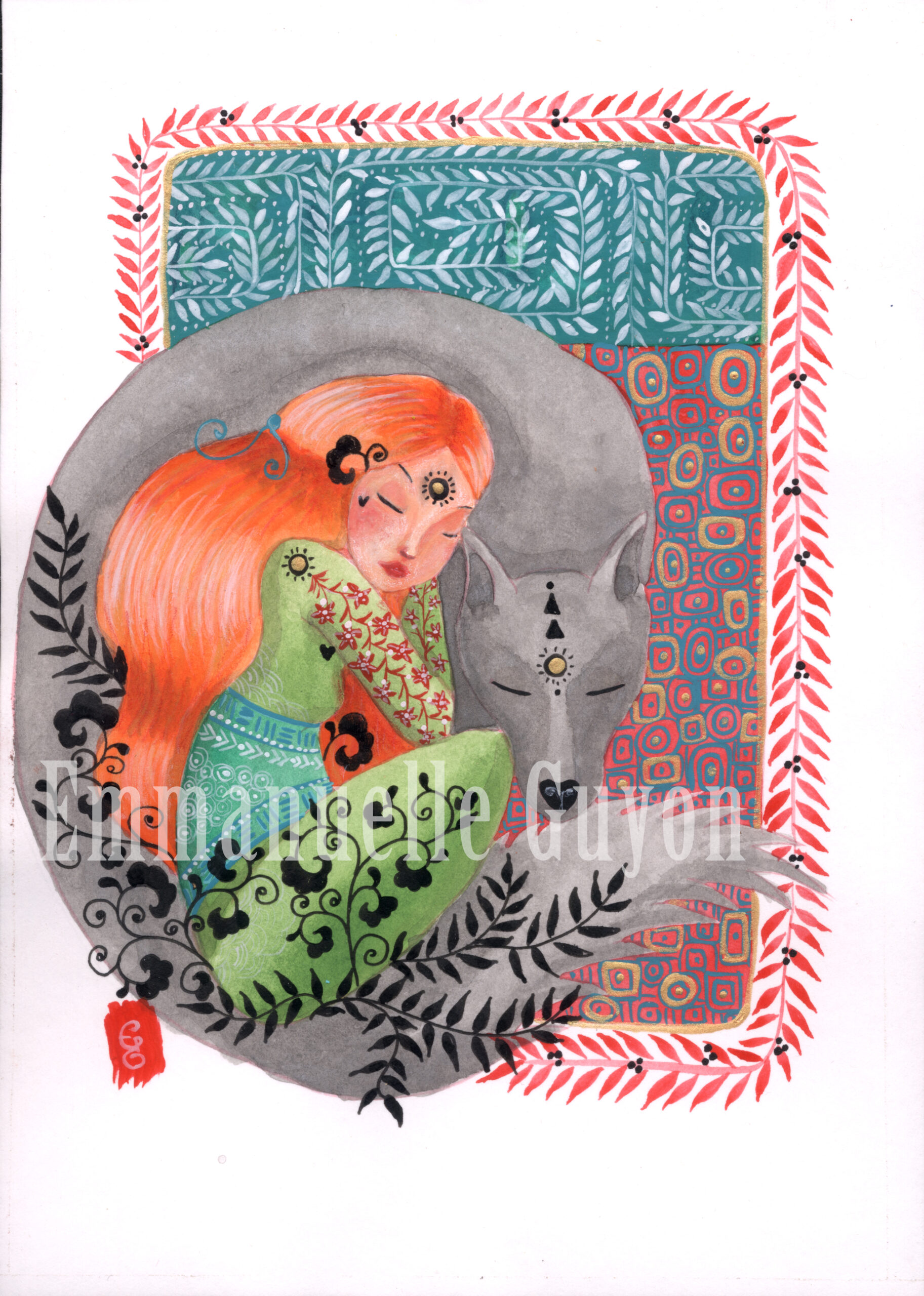 Loup et fillette, peinture d’une harmonie inattendue